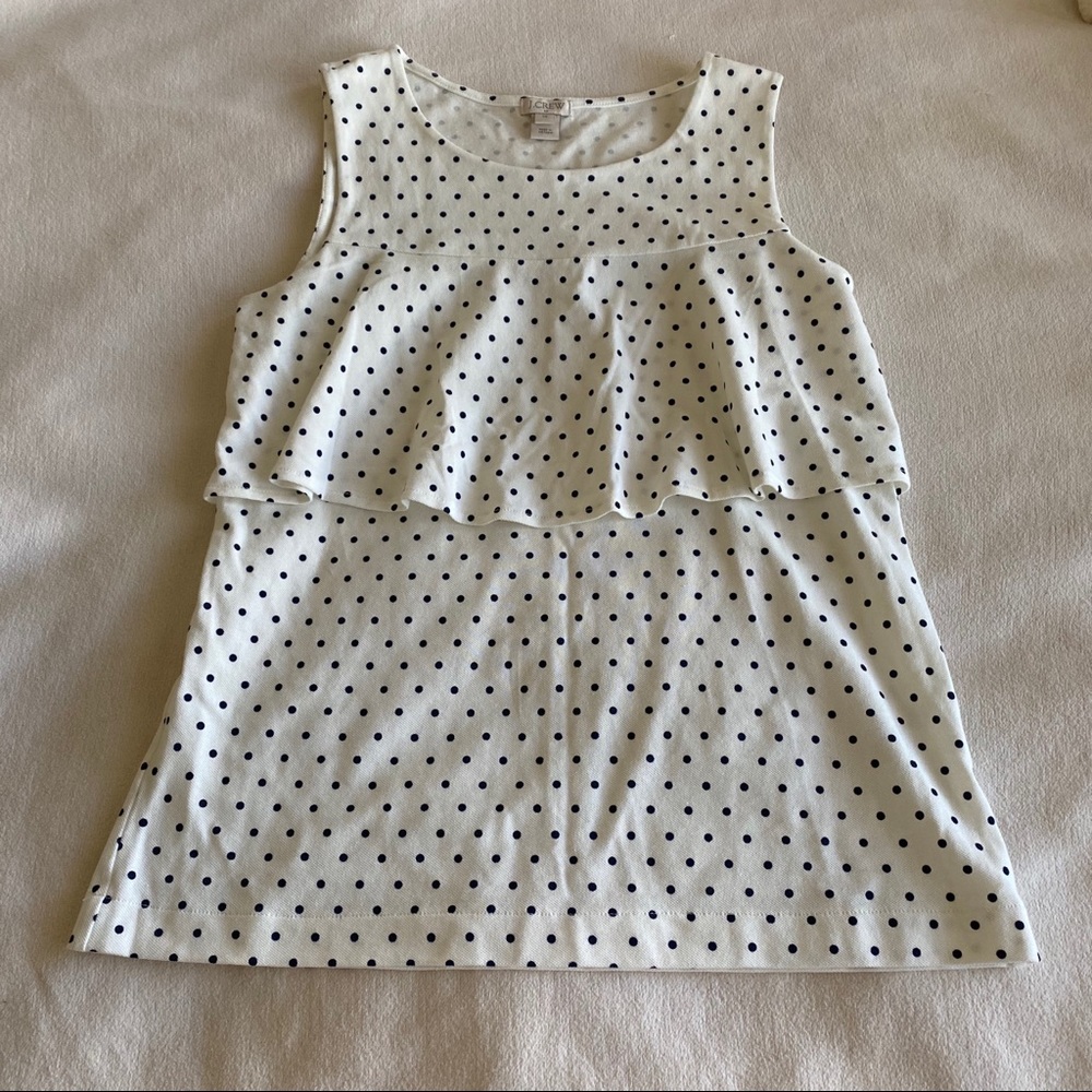 J. Crew Navy & Cream Polka Dot Tank XS